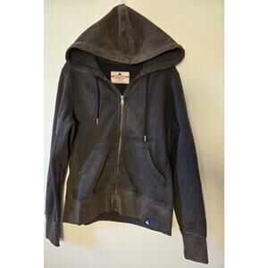 American Giant Hoodie Womens M Brown Mottled Full Zip Heavyweight Sweatshirt